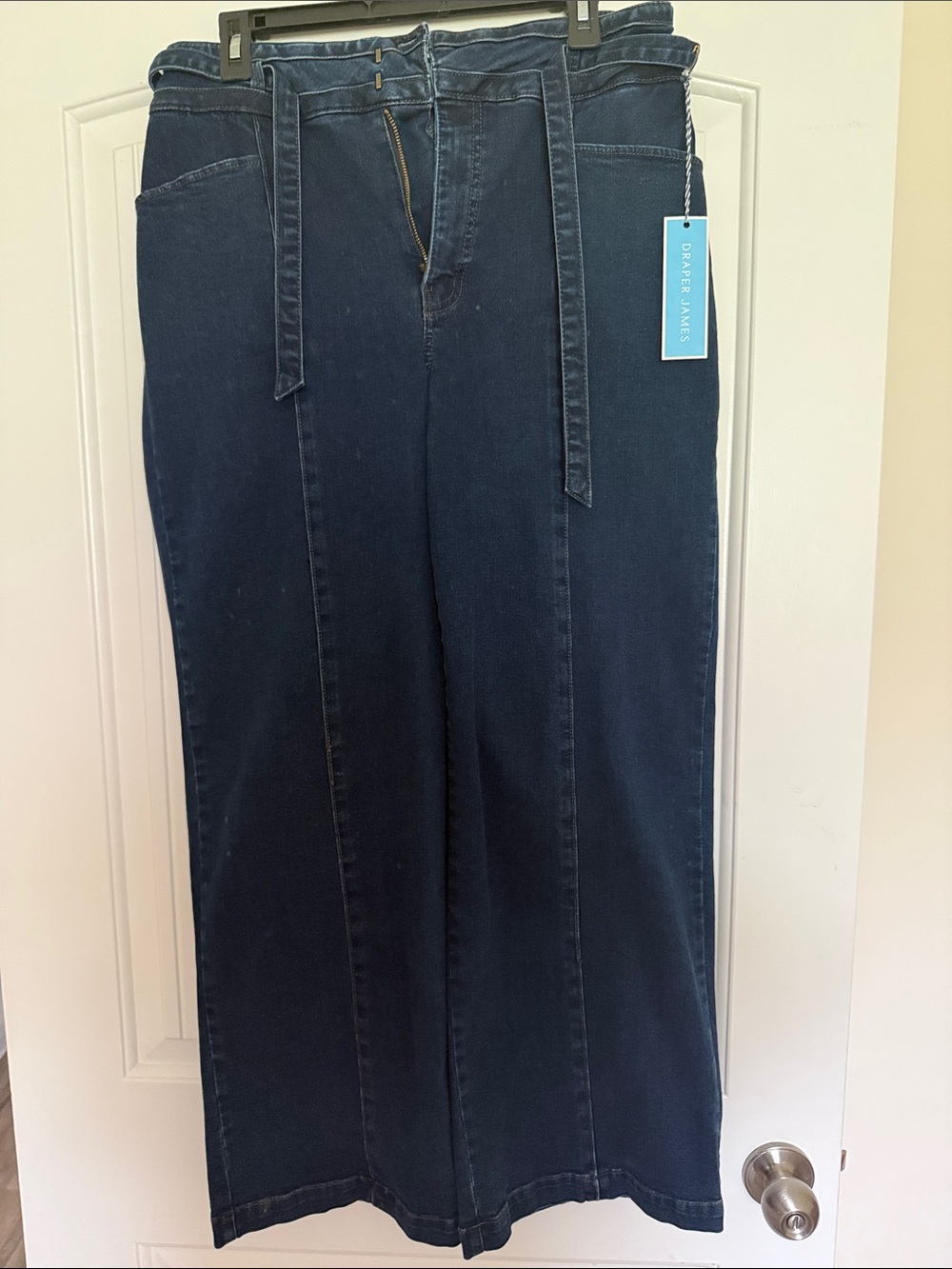 Draper James Belted Wide-Leg Dark Indigo Jeans